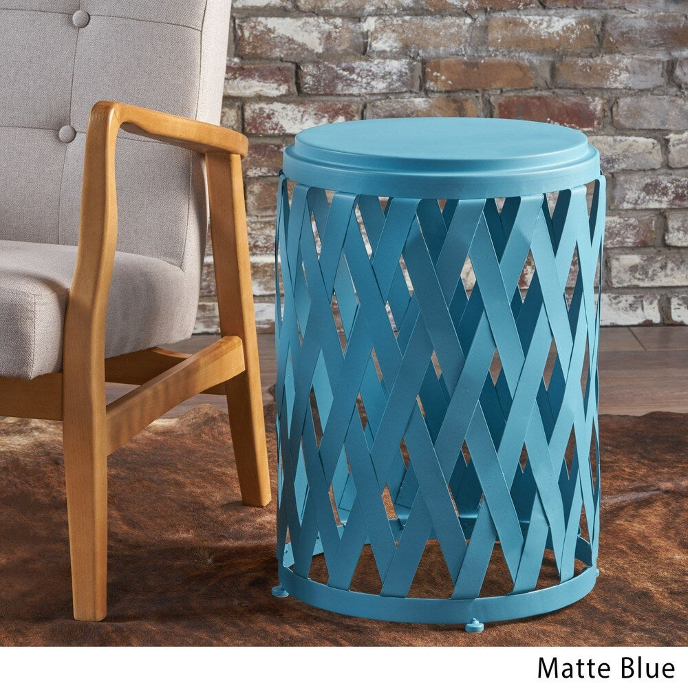 Pecola 14-inch Round Lattice Side Table by Christopher Knight Home - 14.25"L x 14.25"W x 22"H