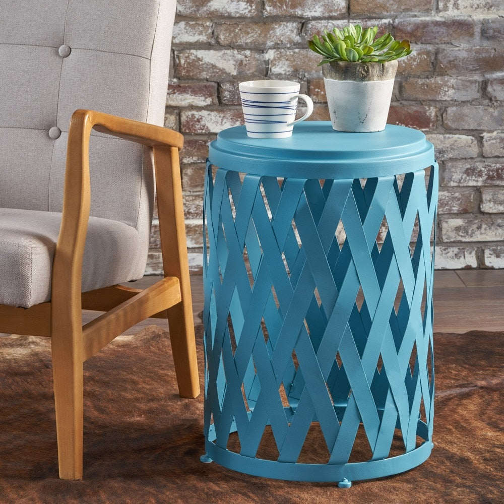 Pecola 14-inch Round Lattice Side Table by Christopher Knight Home - 14.25"L x 14.25"W x 22"H