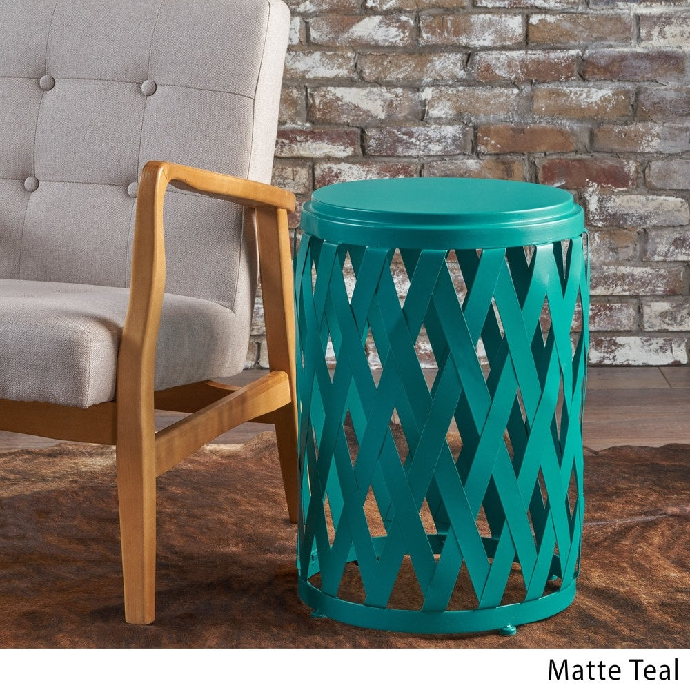 Pecola 14-inch Round Lattice Side Table by Christopher Knight Home - 14.25"L x 14.25"W x 22"H