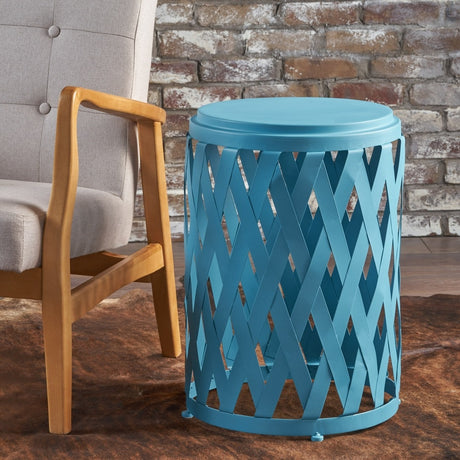 Pecola 14-inch Round Lattice Side Table by Christopher Knight Home - 14.25"L x 14.25"W x 22"H