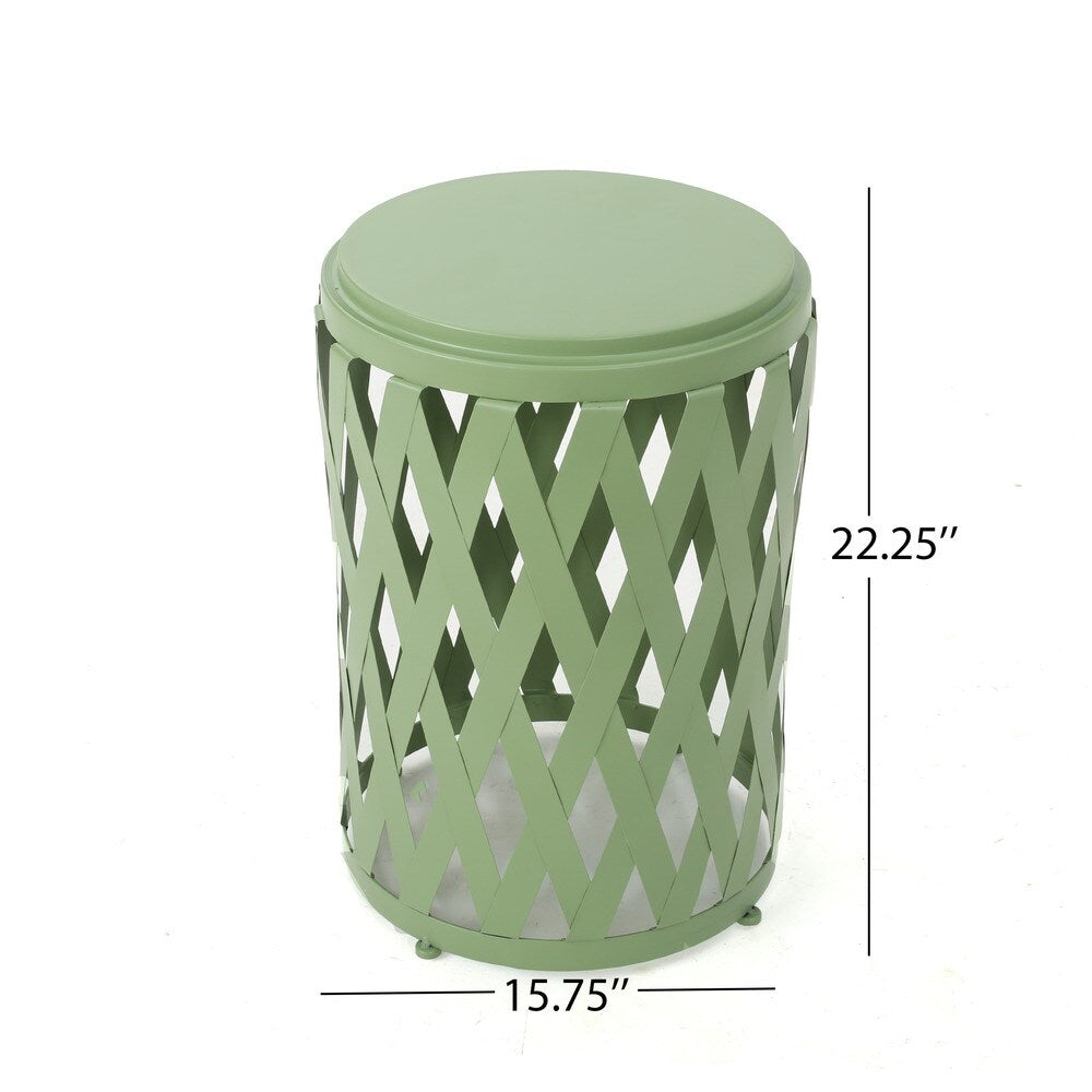 Pecola 14-inch Round Lattice Side Table by Christopher Knight Home - 14.25"L x 14.25"W x 22"H