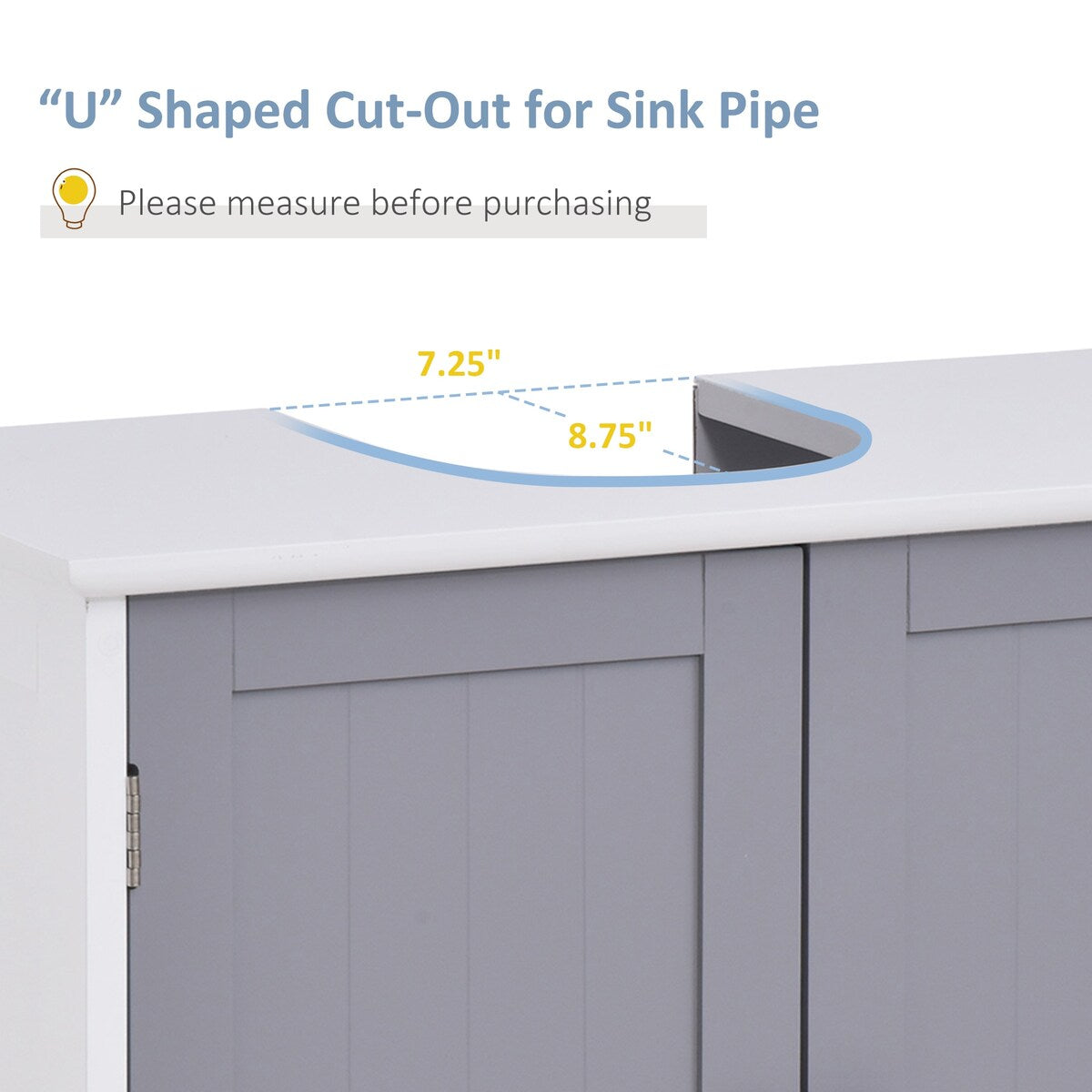 Pedestal Sink Storage Cabinet, Vanity Cabinet,Under Sink Bathroom Cabinet with U-shape and Adjustable Internal Shelf