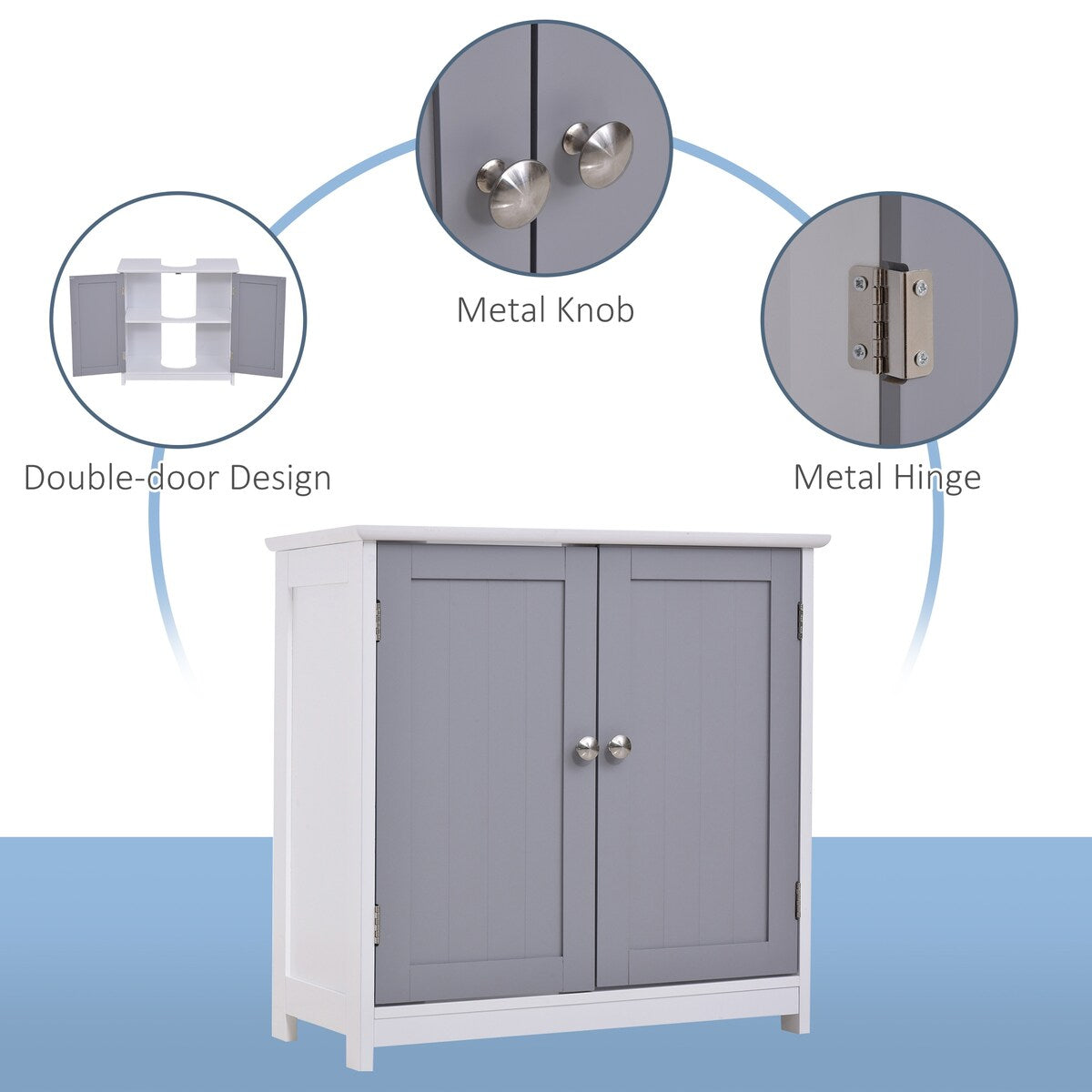 Pedestal Sink Storage Cabinet, Vanity Cabinet,Under Sink Bathroom Cabinet with U-shape and Adjustable Internal Shelf