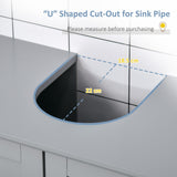 Pedestal Sink Storage Cabinet,Vanity Base Cabinet,Under Sink Bathroom Cabinet with U-shape Cut-Out and Adjustable Internal Shelf