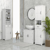 Pedestal bathroom vanities with adjustable shelf