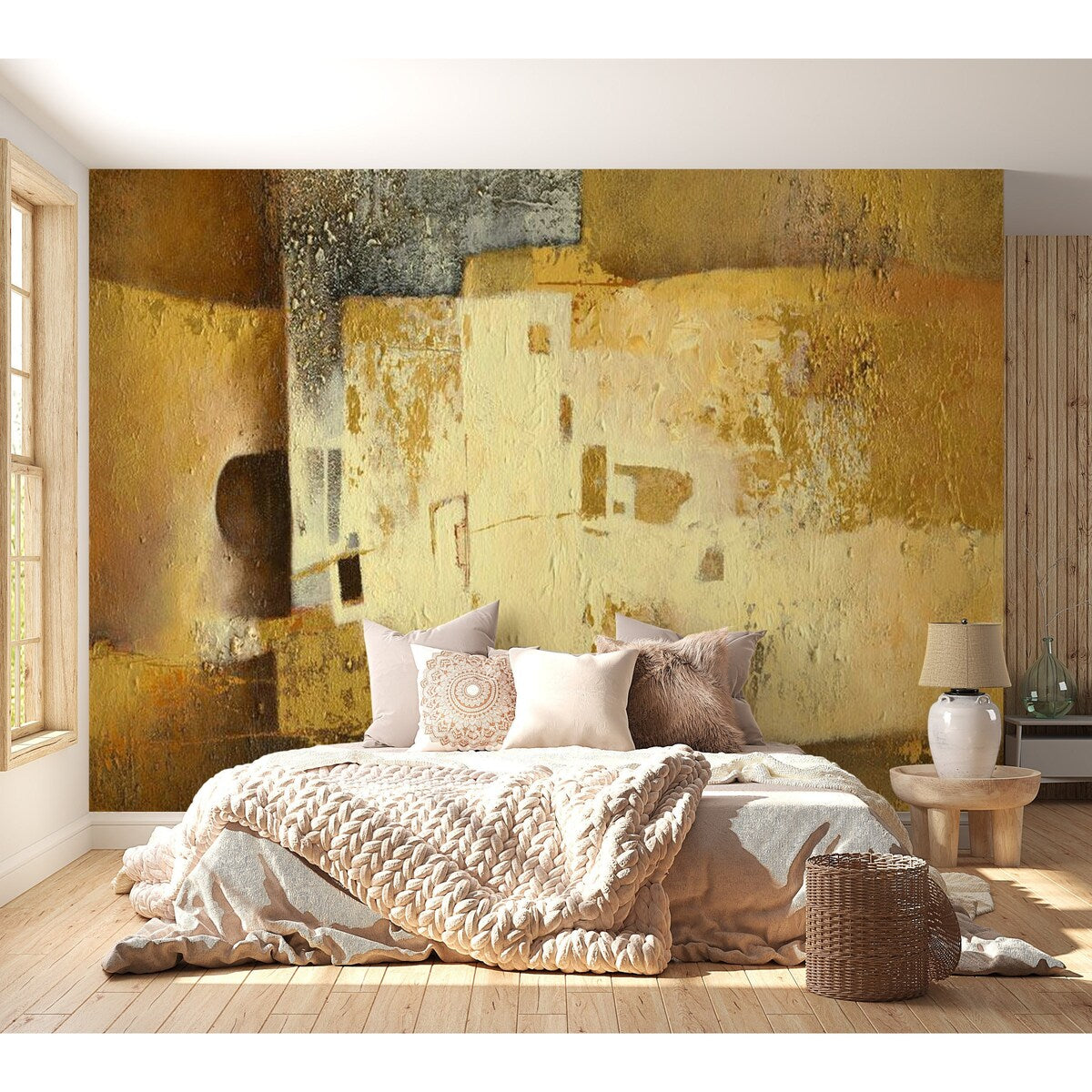 Peel & Stick Wall Mural - Golden Abstract Background - Removable Wallpaper