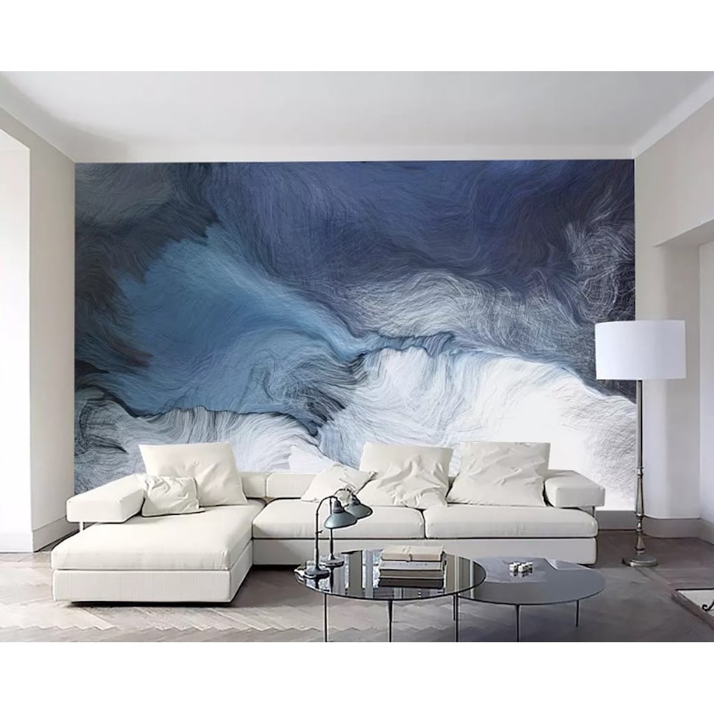 GK Wall Design Brush Dark Blue Splash Abstract Peel&Stick Wallpaper