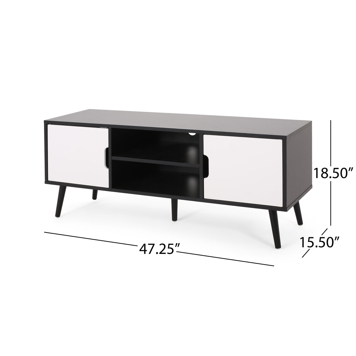 Peermont Mid-Century Modern TV Stand with 2 Doors and 2 Shelves by Christopher Knight Home - 47.25" W x 15.50" D x 18.50" H