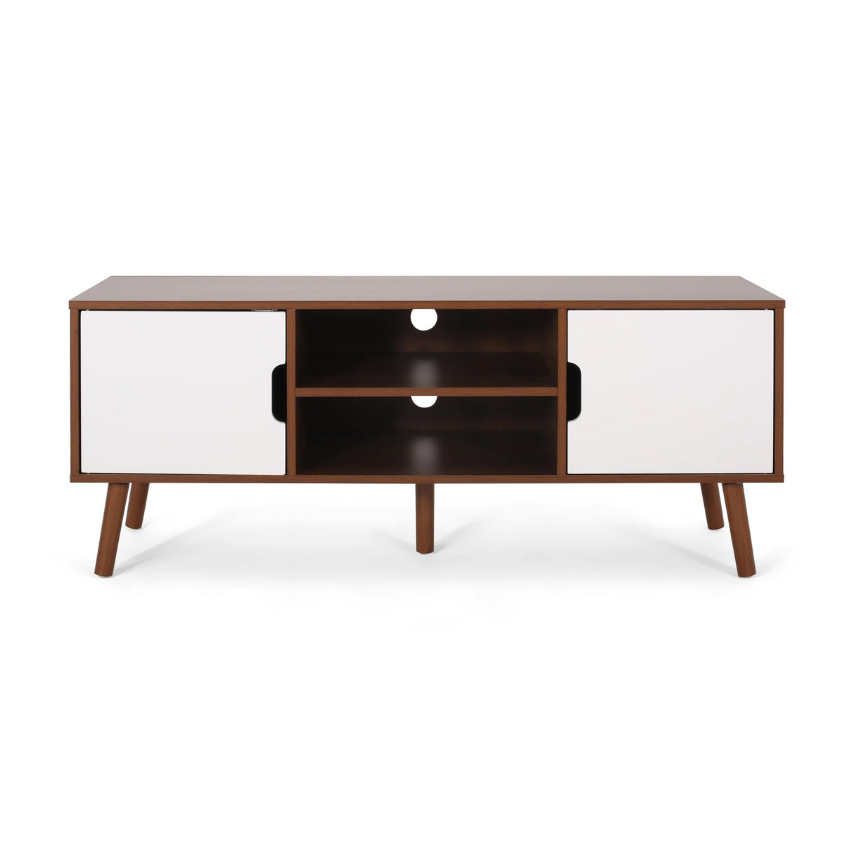 Peermont Mid-Century Modern TV Stand with 2 Doors and 2 Shelves by Christopher Knight Home - 47.25" W x 15.50" D x 18.50" H