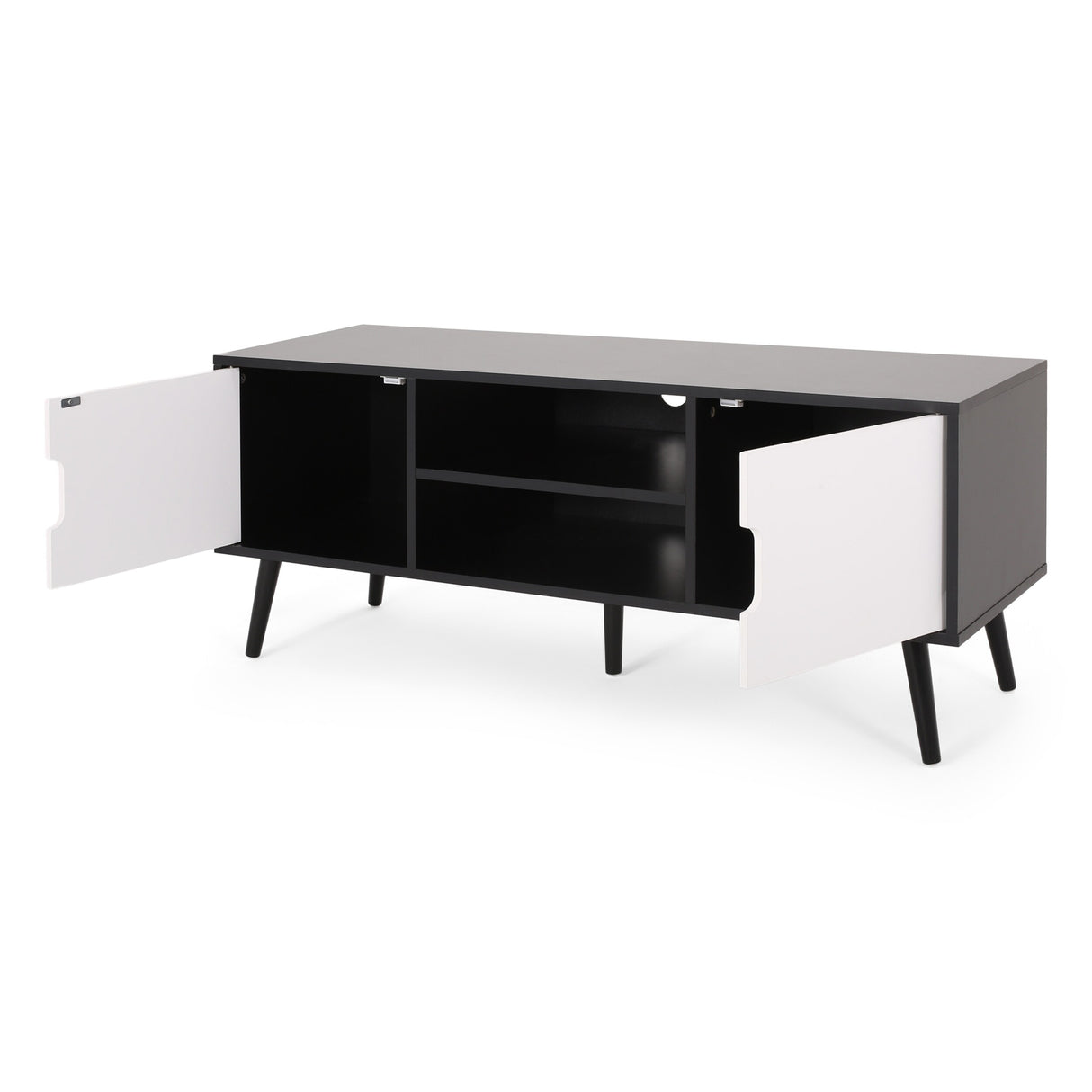 Peermont Mid-Century Modern TV Stand with 2 Doors and 2 Shelves by Christopher Knight Home - 47.25" W x 15.50" D x 18.50" H