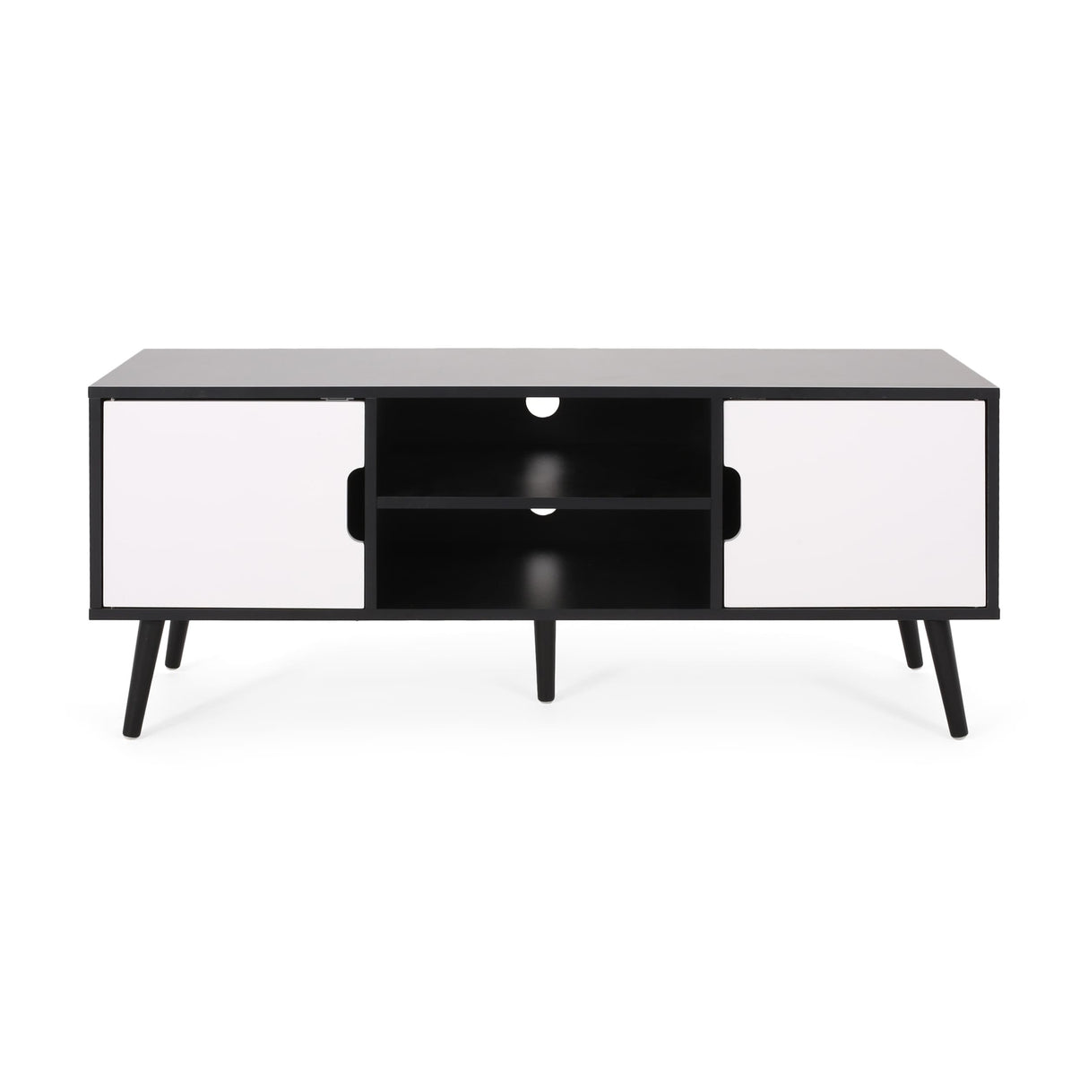 Peermont Mid-Century Modern TV Stand with 2 Doors and 2 Shelves by Christopher Knight Home - 47.25" W x 15.50" D x 18.50" H