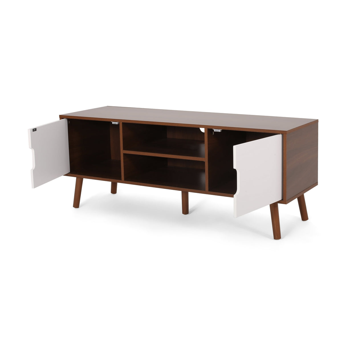 Peermont Mid-Century Modern TV Stand with 2 Doors and 2 Shelves by Christopher Knight Home - 47.25" W x 15.50" D x 18.50" H