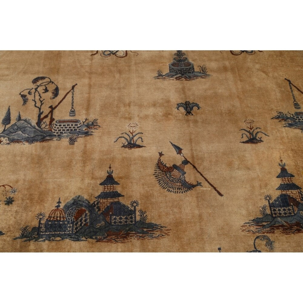 Peking Chinese Handmade Wool Oriental Pictorial Area Rug - 13'4" x 9'10" - 13'4" x 9'10"