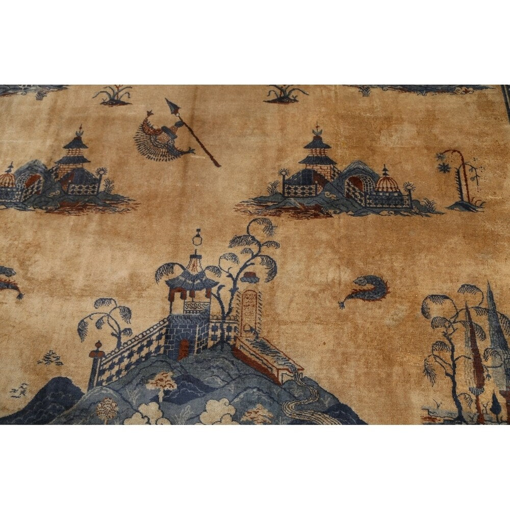 Peking Chinese Handmade Wool Oriental Pictorial Area Rug - 13'4" x 9'10" - 13'4" x 9'10"