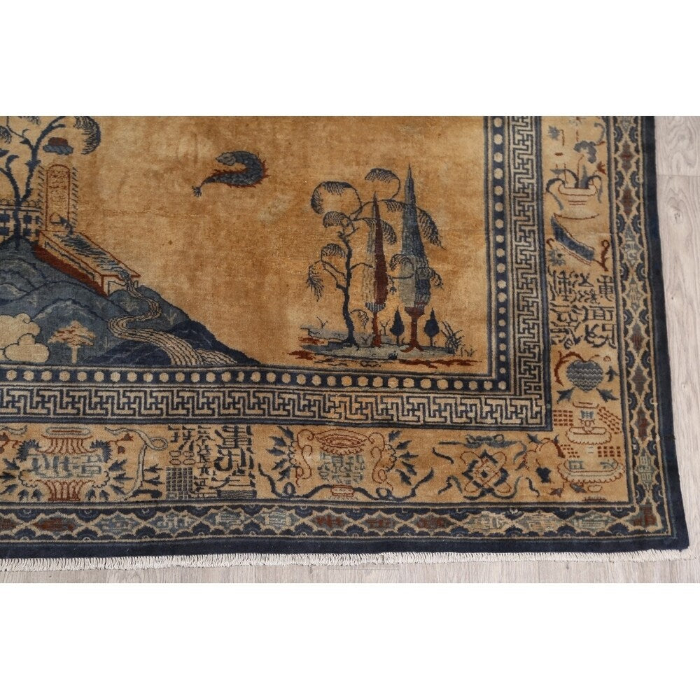 Peking Chinese Handmade Wool Oriental Pictorial Area Rug - 13'4" x 9'10" - 13'4" x 9'10"