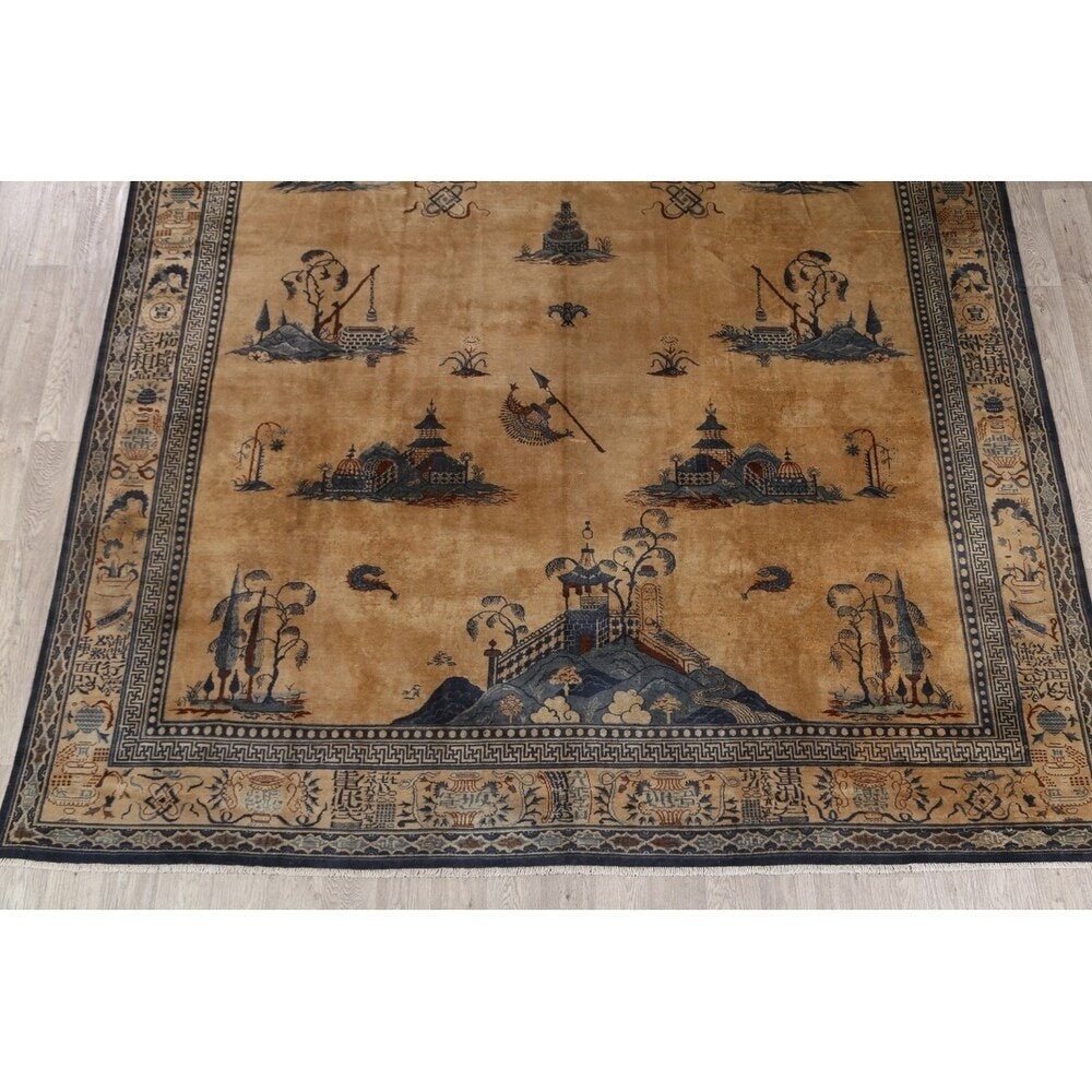 Peking Chinese Handmade Wool Oriental Pictorial Area Rug - 13'4" x 9'10" - 13'4" x 9'10"