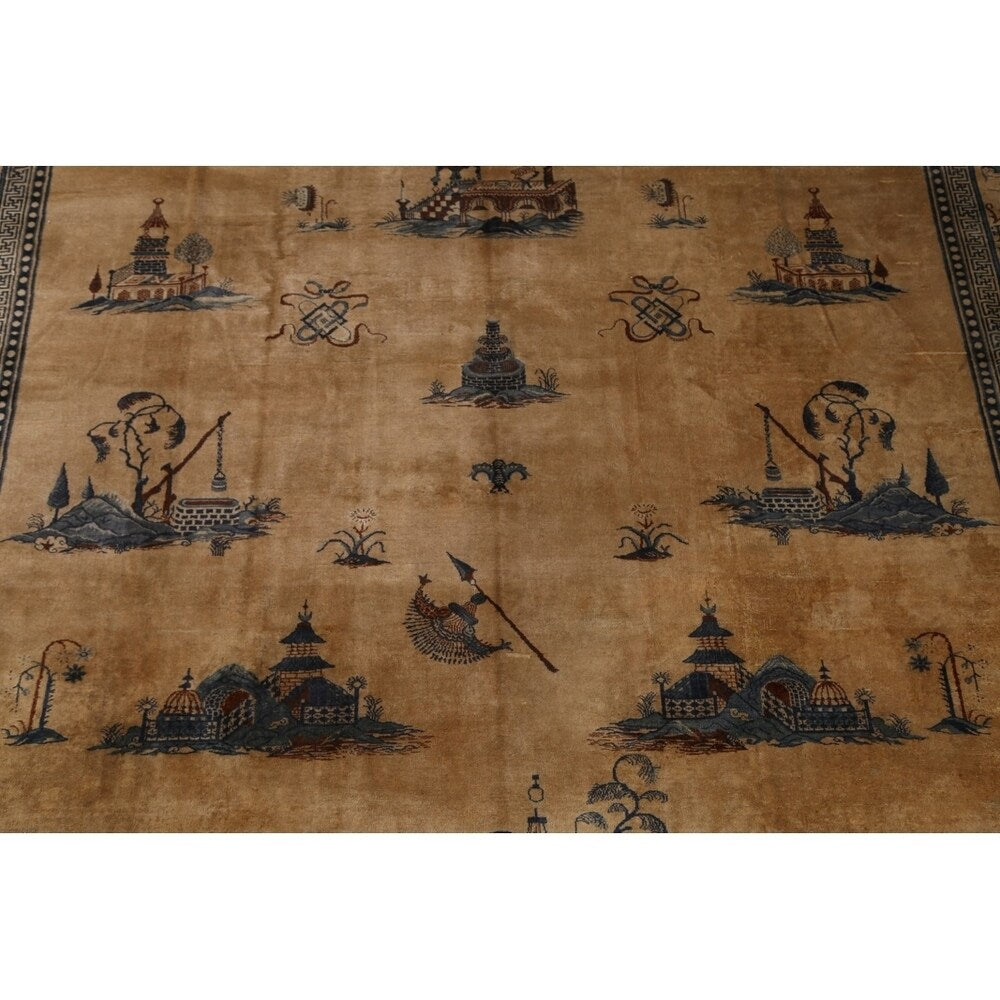 Peking Chinese Handmade Wool Oriental Pictorial Area Rug - 13'4" x 9'10" - 13'4" x 9'10"