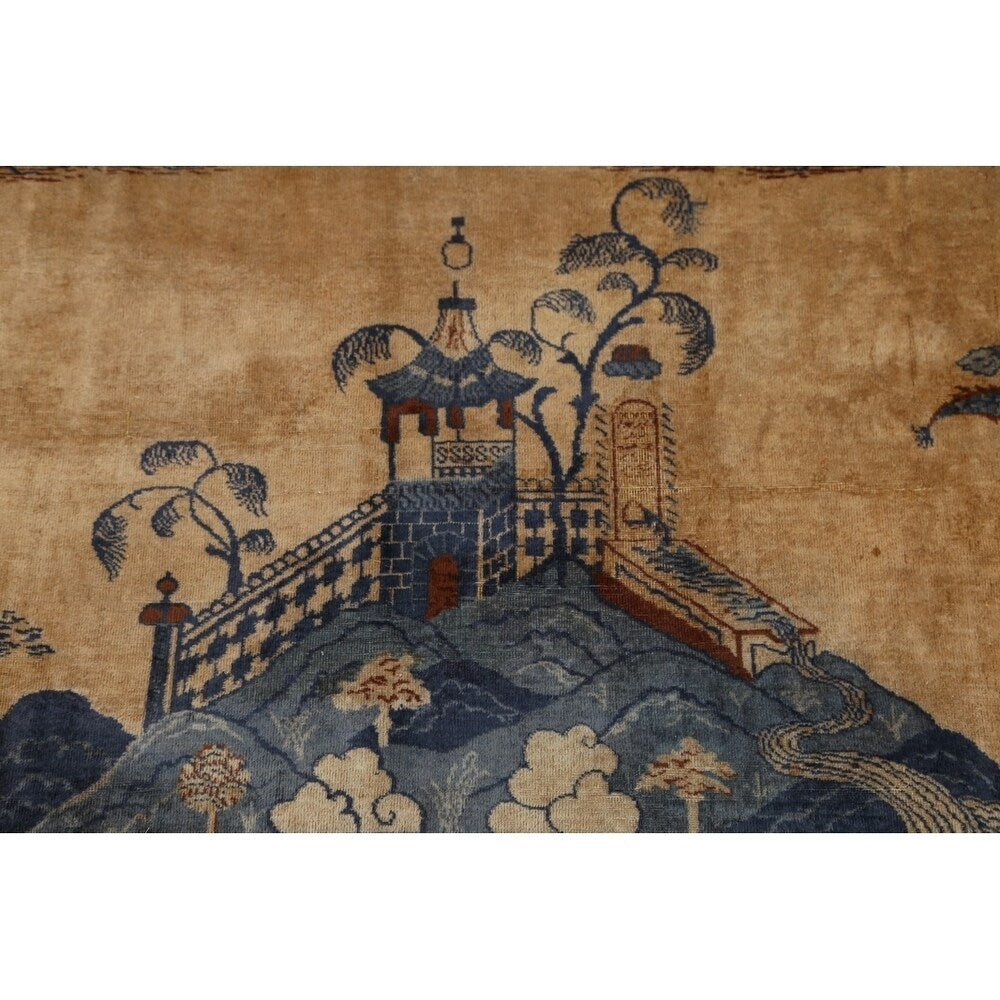 Peking Chinese Handmade Wool Oriental Pictorial Area Rug - 13'4" x 9'10" - 13'4" x 9'10"