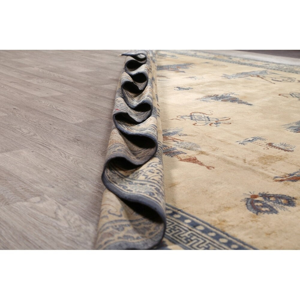 Peking Chinese Handmade Wool Oriental Pictorial Area Rug - 13'4" x 9'10" - 13'4" x 9'10"