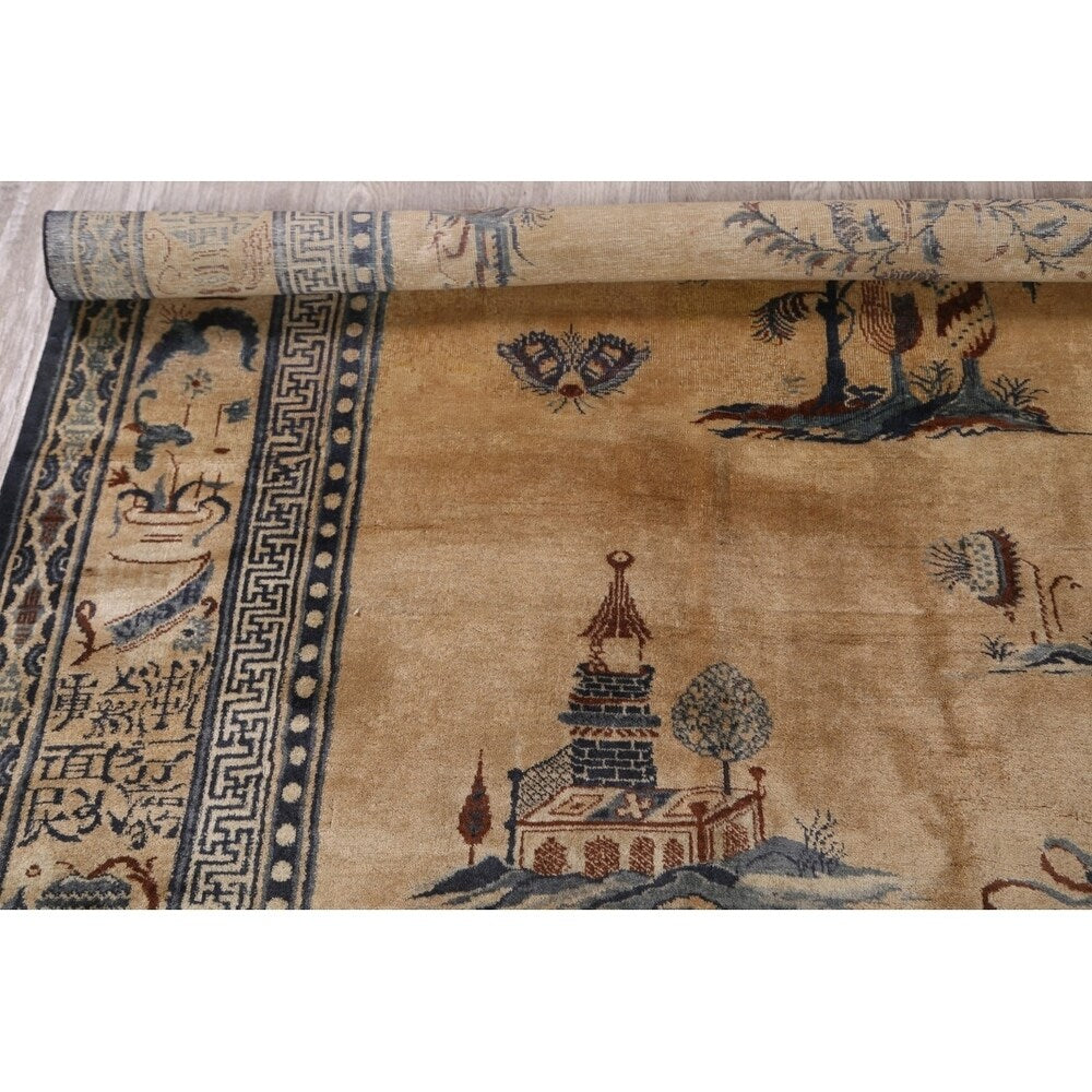 Peking Chinese Handmade Wool Oriental Pictorial Area Rug - 13'4" x 9'10" - 13'4" x 9'10"