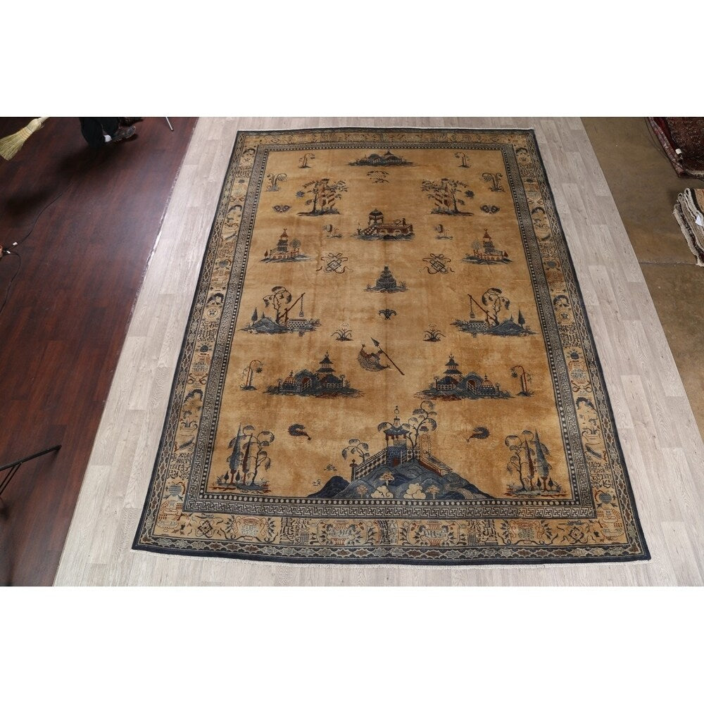 Peking Chinese Handmade Wool Oriental Pictorial Area Rug - 13'4" x 9'10" - 13'4" x 9'10"