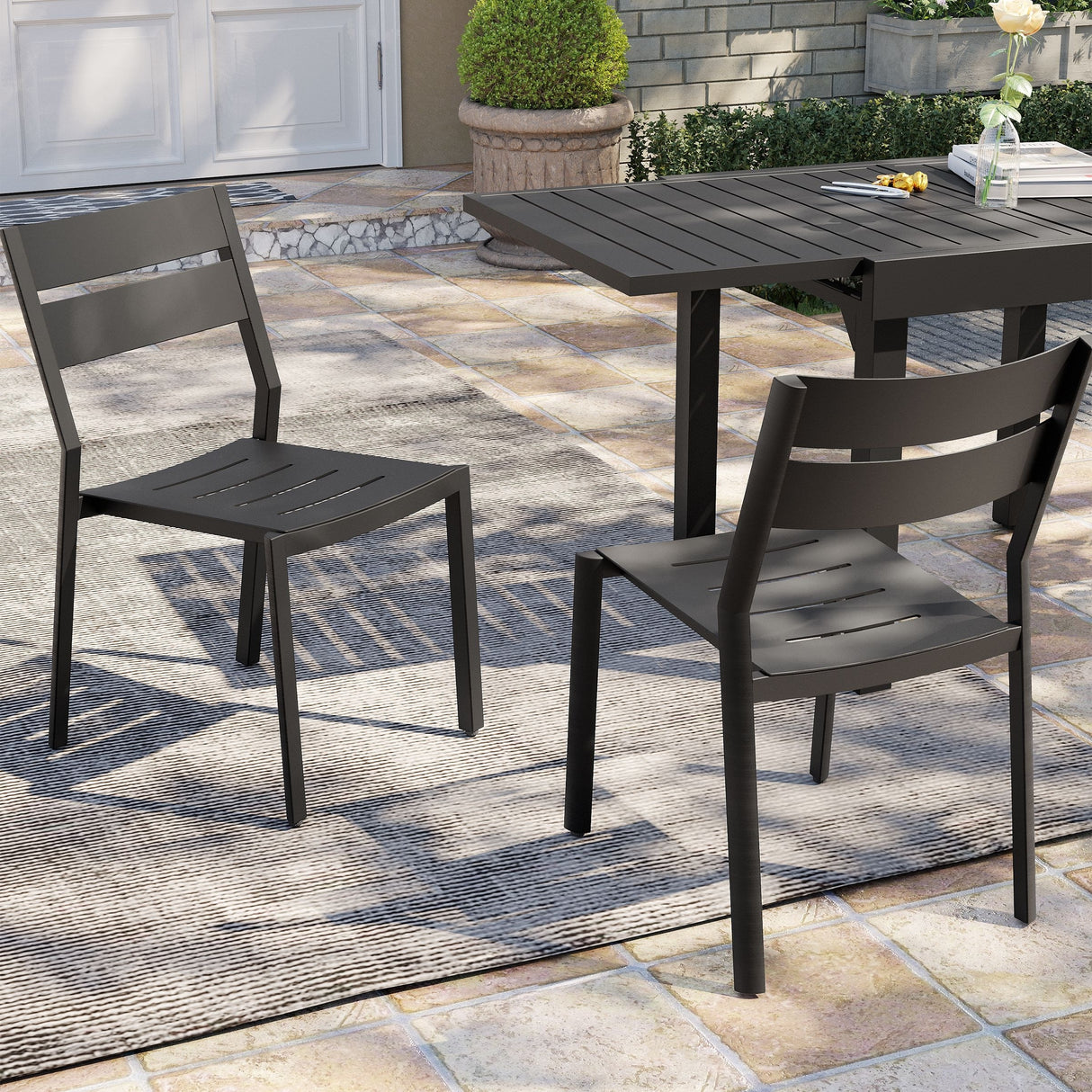 Pellebant Outdoor Stackable Aluminum Dining Chairs - 15.2 in W * 17.3 in D * 32.2 in H