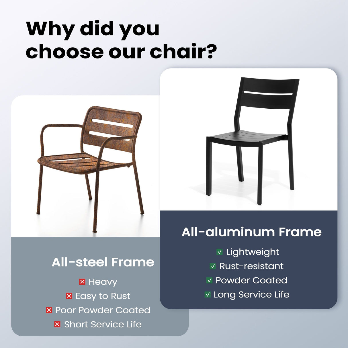 Pellebant Outdoor Stackable Aluminum Dining Chairs - 15.2 in W * 17.3 in D * 32.2 in H