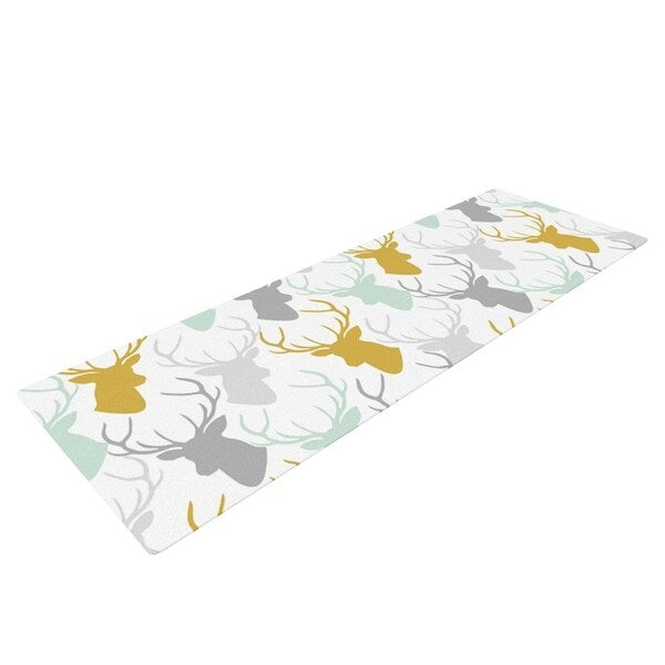 Pellerina Design "Scattered Deer White" Gold Green Yoga Mat - White