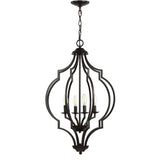 Pen 4-Light 19" Iron Adjustable Ogee Lantern LED Pendant, Bronze by JONATHAN Y