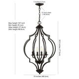 Pen 4-Light 19" Iron Adjustable Ogee Lantern LED Pendant, Bronze by JONATHAN Y