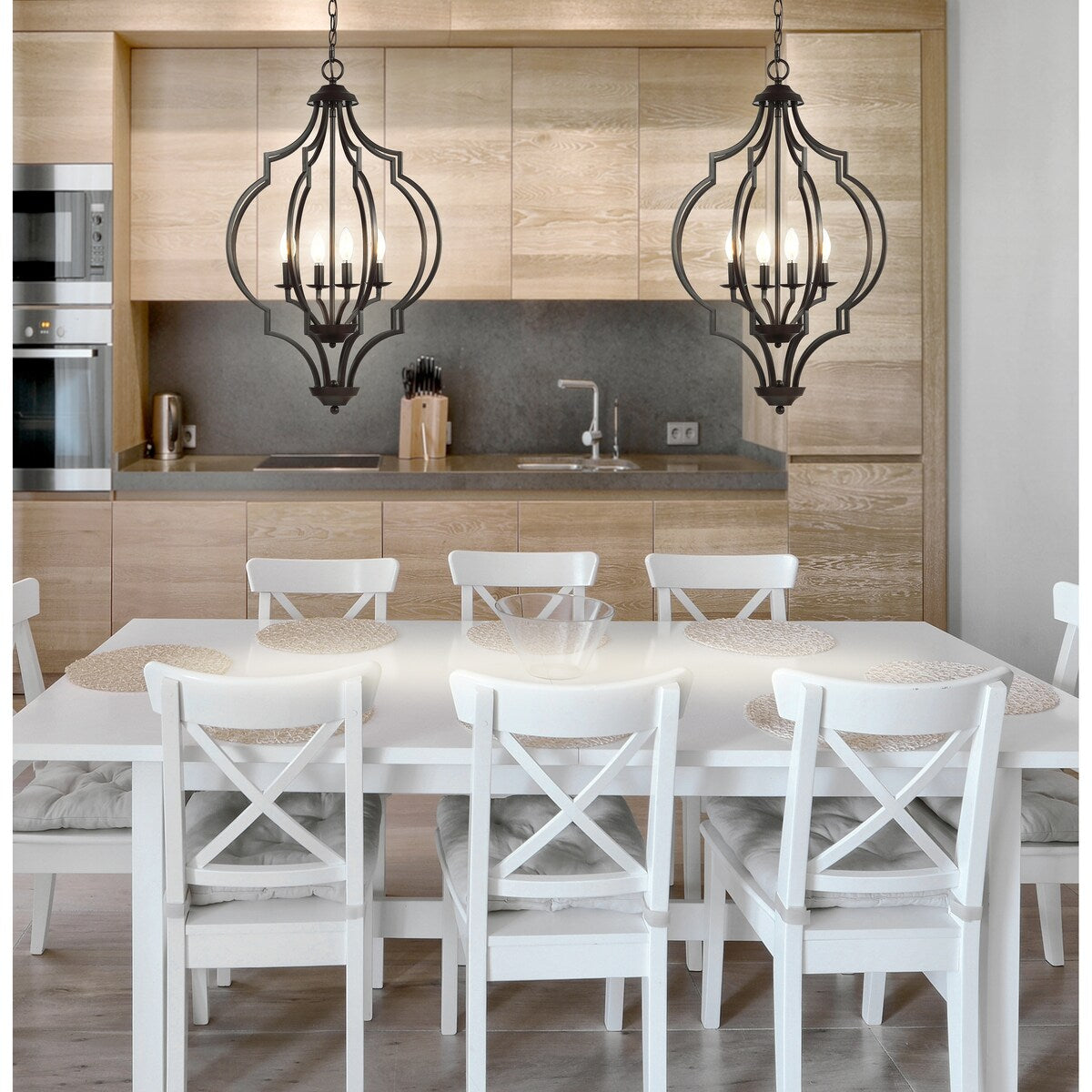 Pen 4-Light 19" Iron Adjustable Ogee Lantern LED Pendant, Bronze by JONATHAN Y