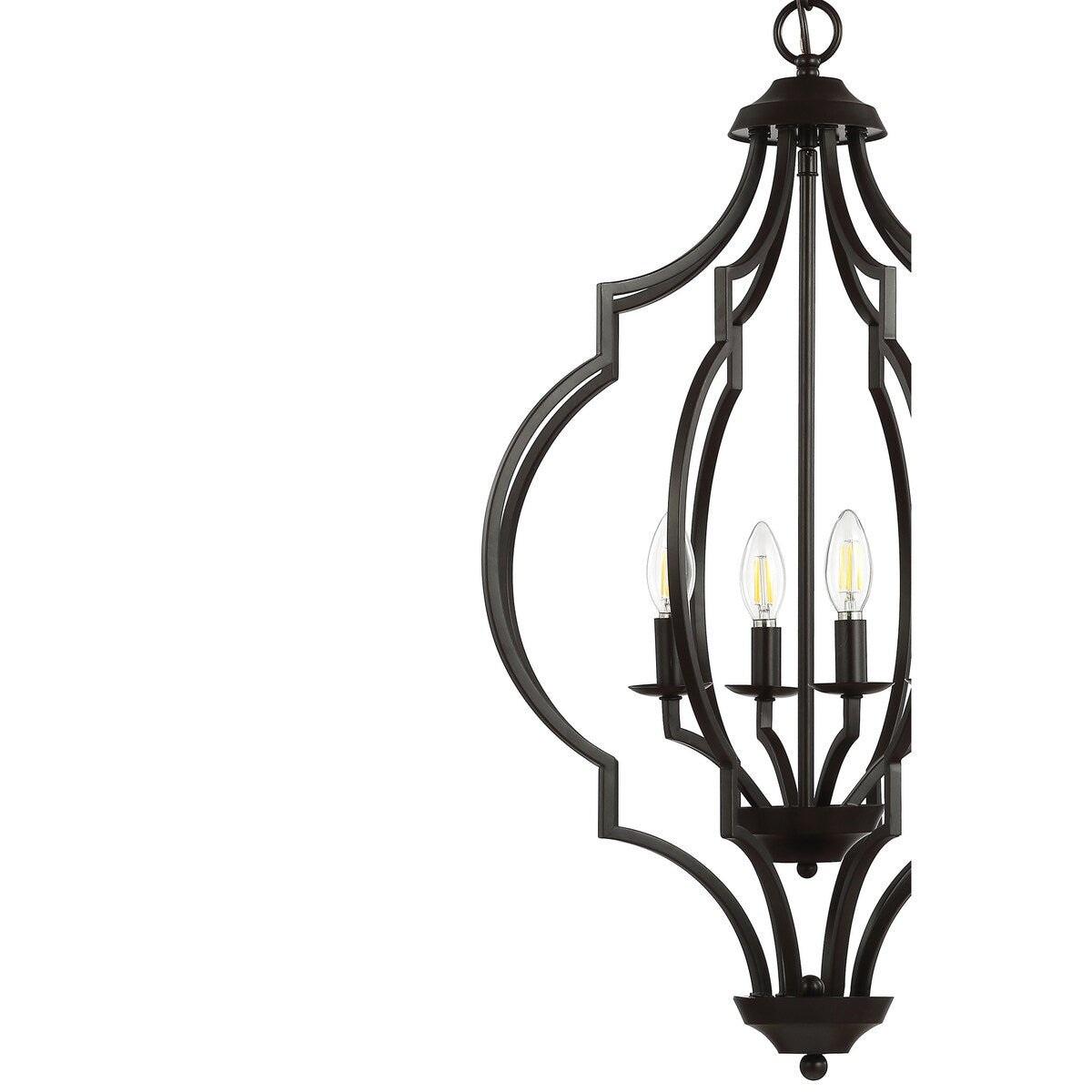 Pen 4-Light 19" Iron Adjustable Ogee Lantern LED Pendant, Bronze by JONATHAN Y