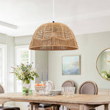 Pendant Light Bundle Black Brown Rattan(Set of 2) - 8''x 8'' x 13''&15''x 8'' x 15''(L x W x H)