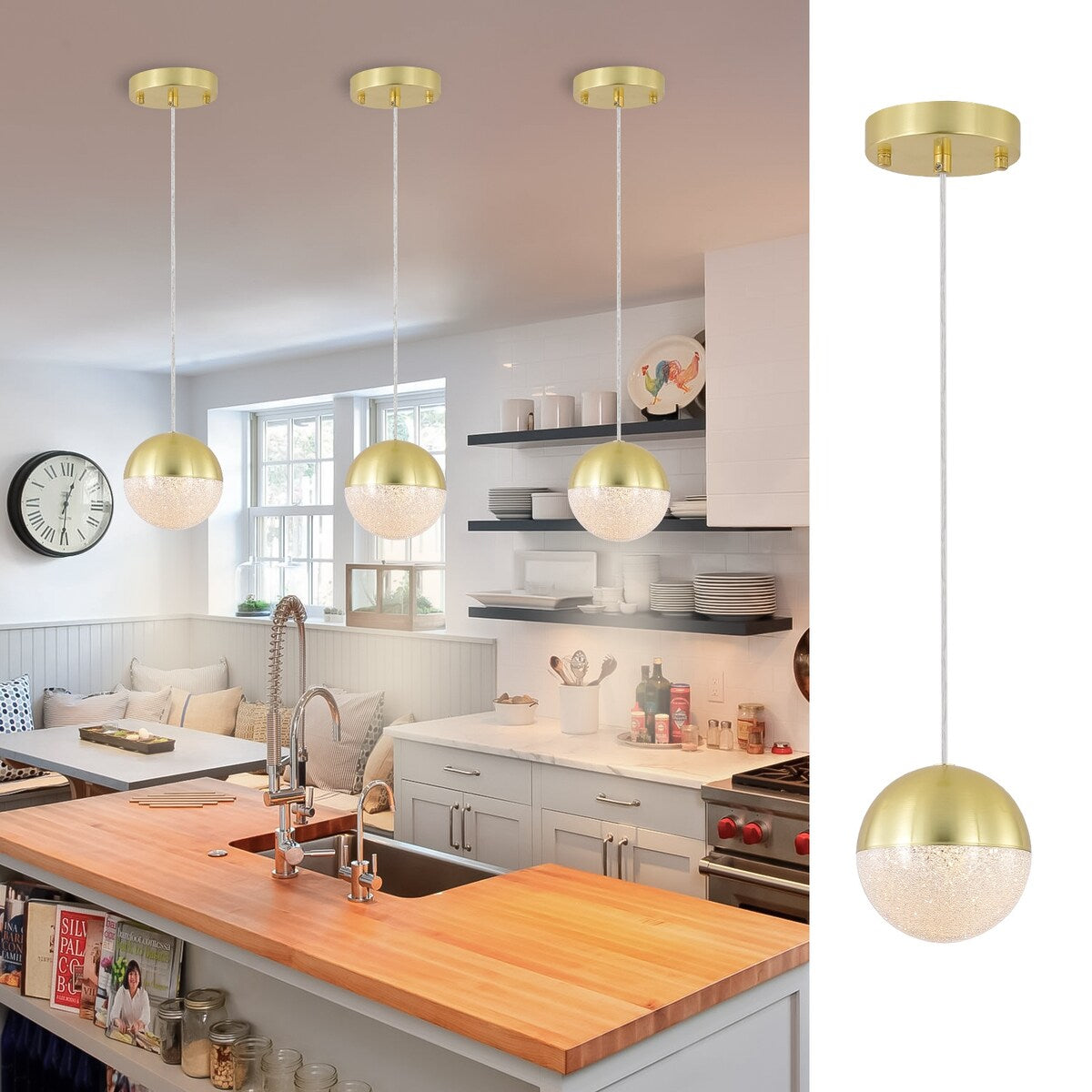 Pendant Light with Dimmable LED,applicable to garden, Garden, garden and other lighting decoration(set of 3)