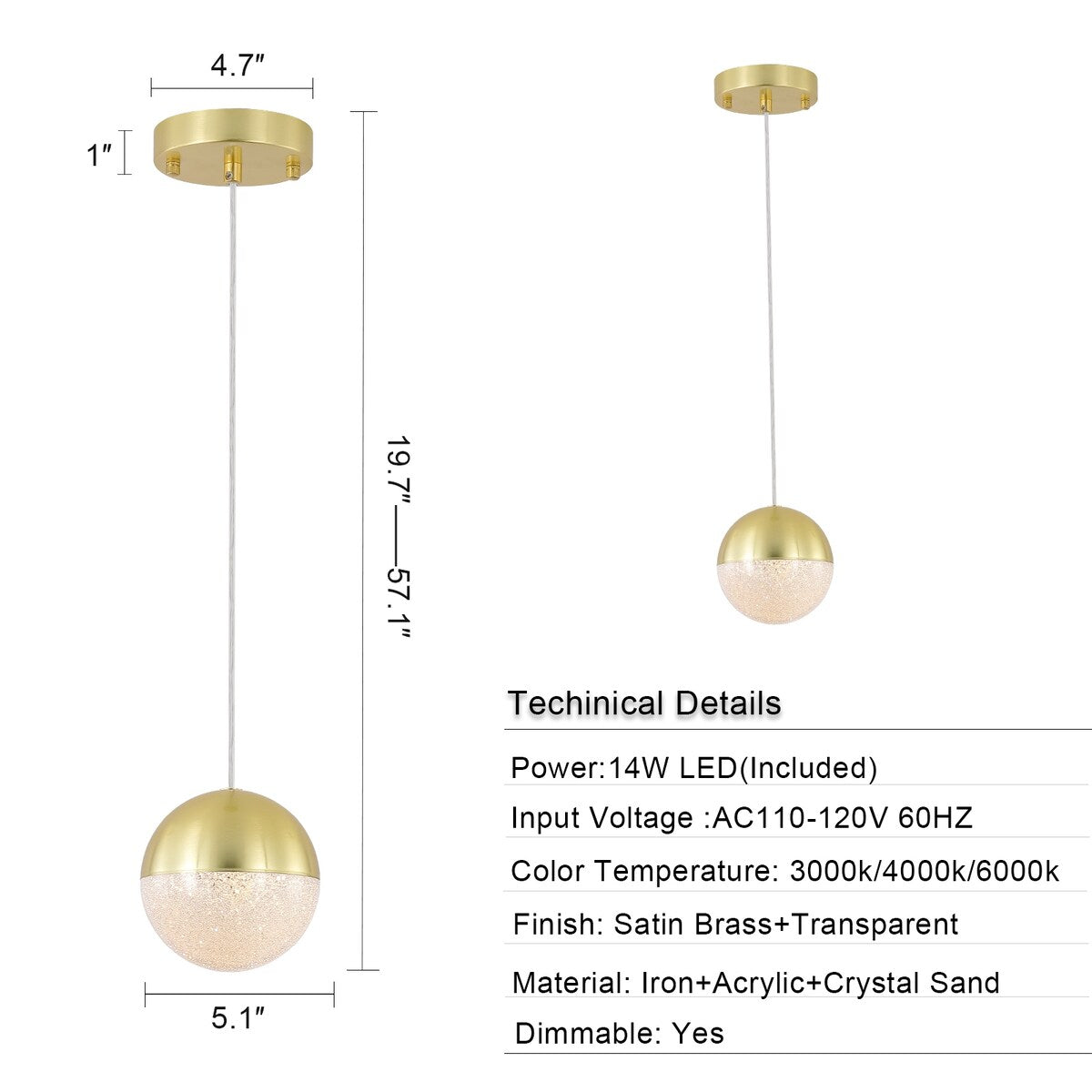 Pendant Light with Dimmable LED,applicable to garden, Garden, garden and other lighting decoration(set of 3)