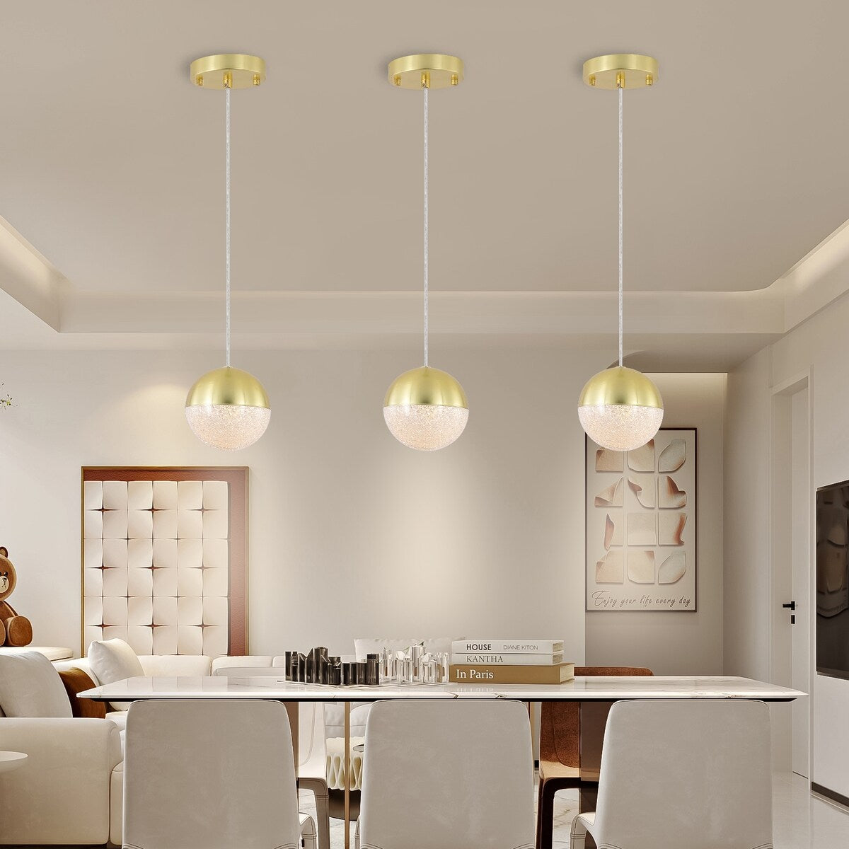 Pendant Light with Dimmable LED,applicable to garden, Garden, garden and other lighting decoration(set of 3)