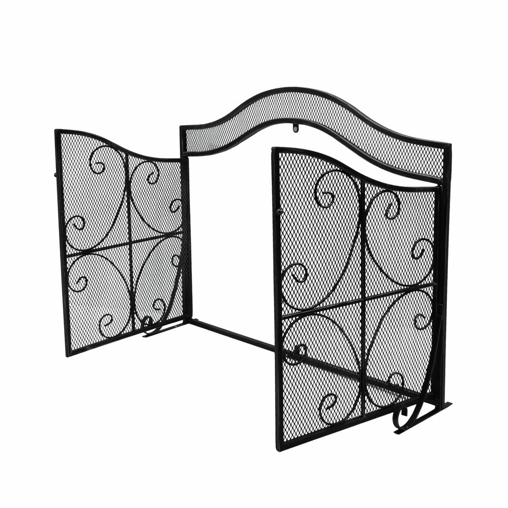 Pendleton Modern Three Panel Fireplace screen with Door by Christopher Knight Home