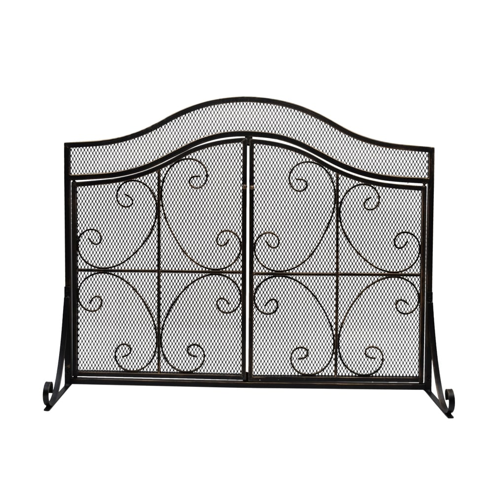 Pendleton Modern Three Panel Fireplace screen with Door by Christopher Knight Home