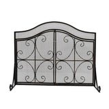 Pendleton Modern Three Panel Fireplace screen with Door by Christopher Knight Home