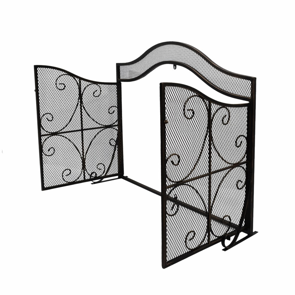 Pendleton Modern Three Panel Fireplace screen with Door by Christopher Knight Home