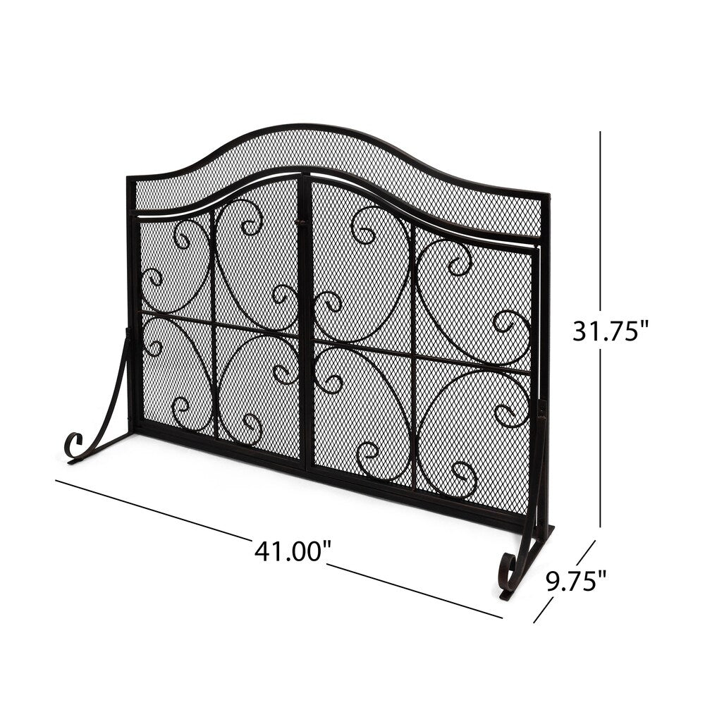 Pendleton Modern Three Panel Fireplace screen with Door by Christopher Knight Home