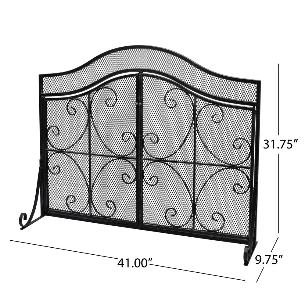 Pendleton Modern Three Panel Fireplace screen with Door by Christopher Knight Home