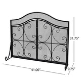Pendleton Modern Three Panel Fireplace screen with Door by Christopher Knight Home
