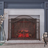 Pendleton Modern Three Panel Fireplace screen with Door by Christopher Knight Home