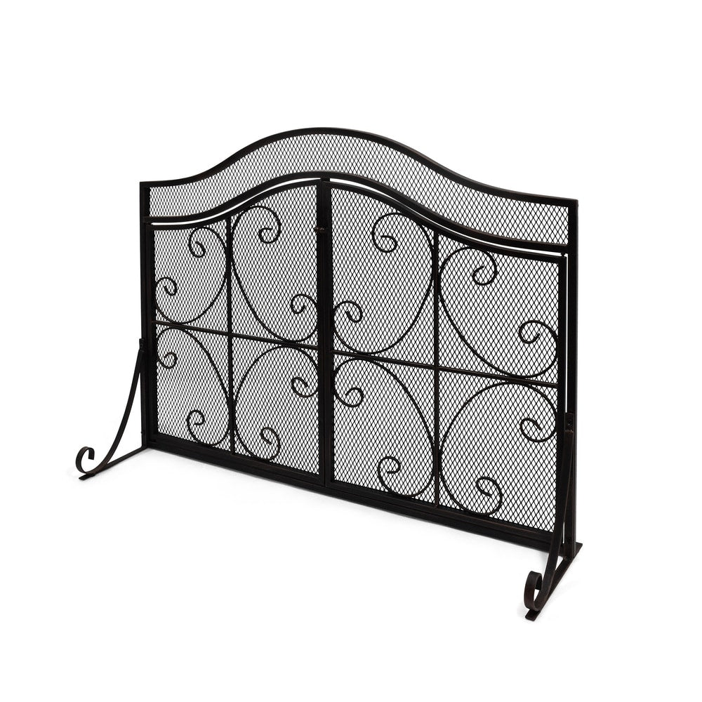 Pendleton Modern Three Panel Fireplace screen with Door by Christopher Knight Home