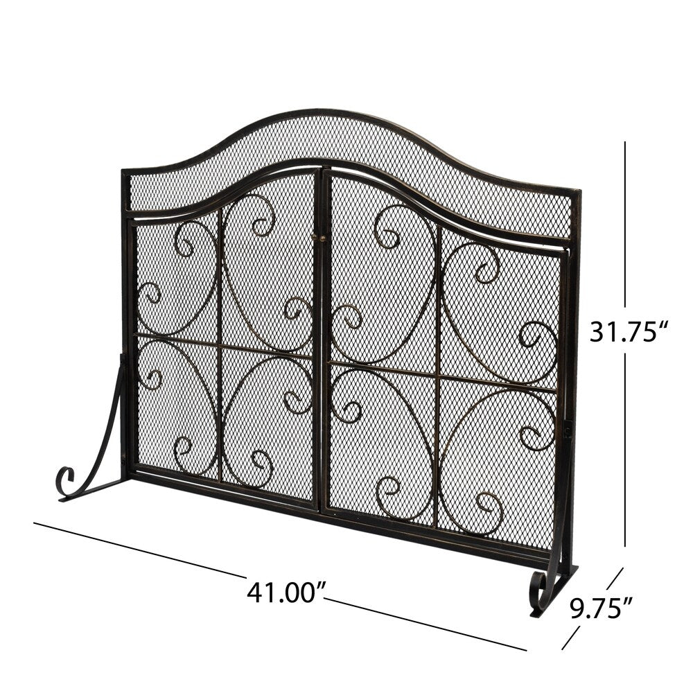 Pendleton Modern Three Panel Fireplace screen with Door by Christopher Knight Home