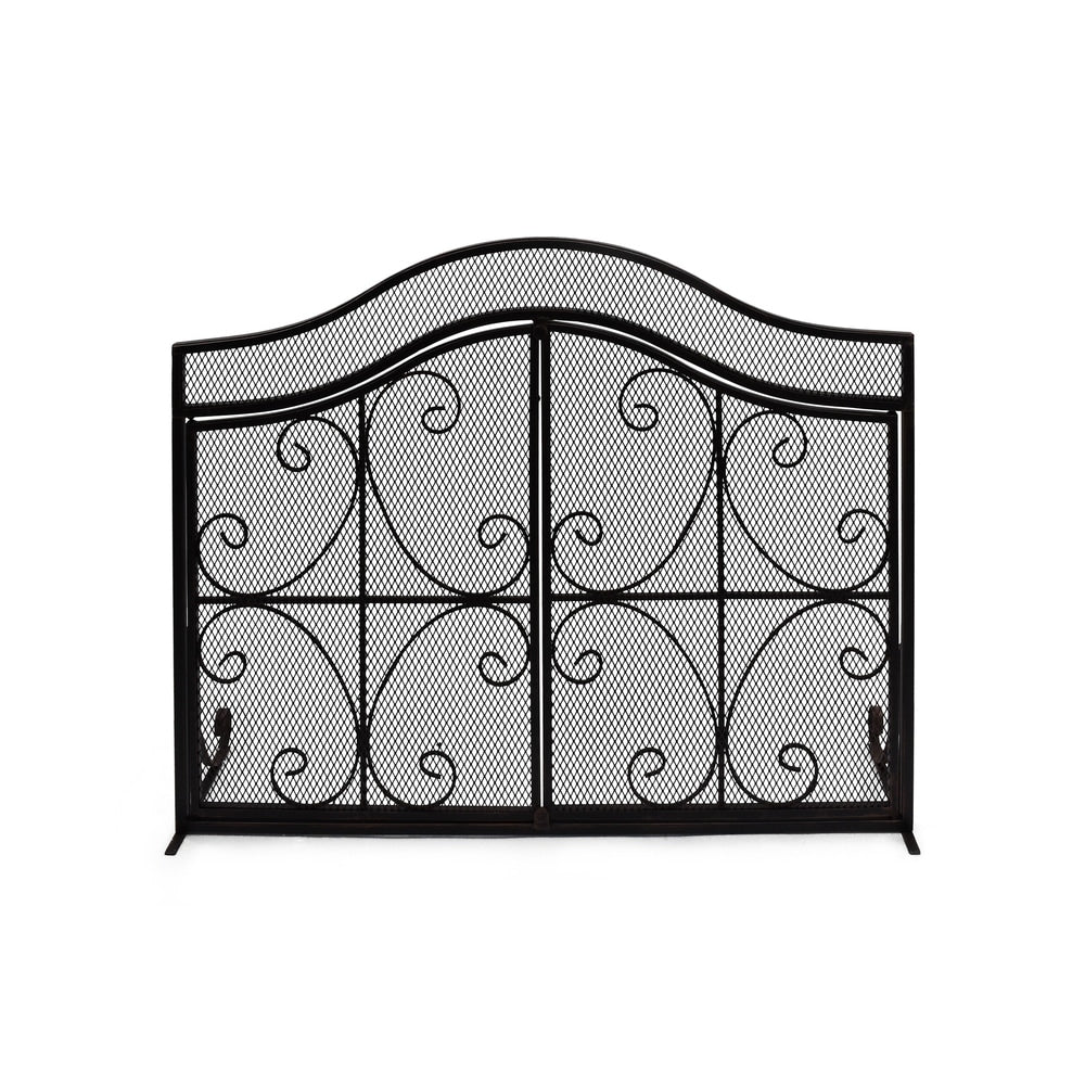 Pendleton Modern Three Panel Fireplace screen with Door by Christopher Knight Home