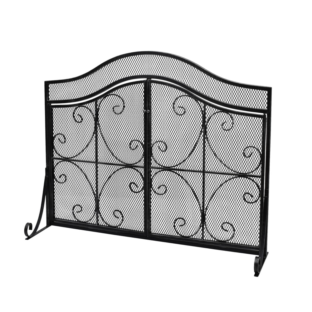 Pendleton Modern Three Panel Fireplace screen with Door by Christopher Knight Home