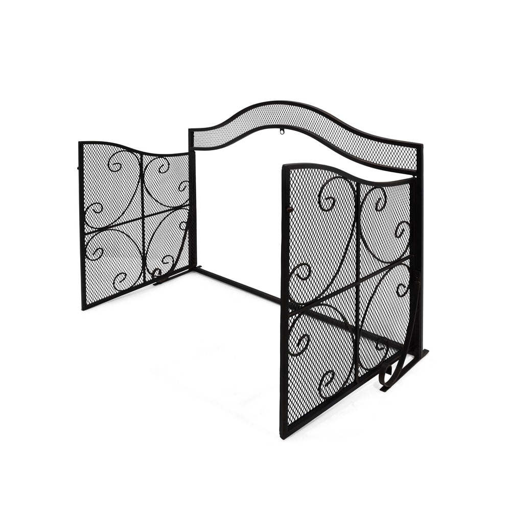 Pendleton Modern Three Panel Fireplace screen with Door by Christopher Knight Home