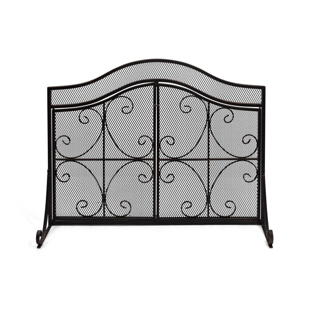 Pendleton Modern Three Panel Fireplace screen with Door by Christopher Knight Home